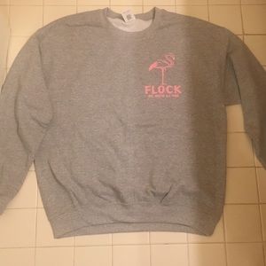 Flock crew neck long sleeve grey and pink
